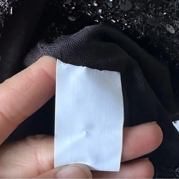 12th Tribe SAMPLE Black Sequined Wrap Top - Picture 4 of 8